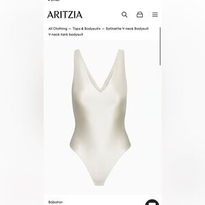 Aritzia Satinette V-Neck Tank Bodysuit in Cream